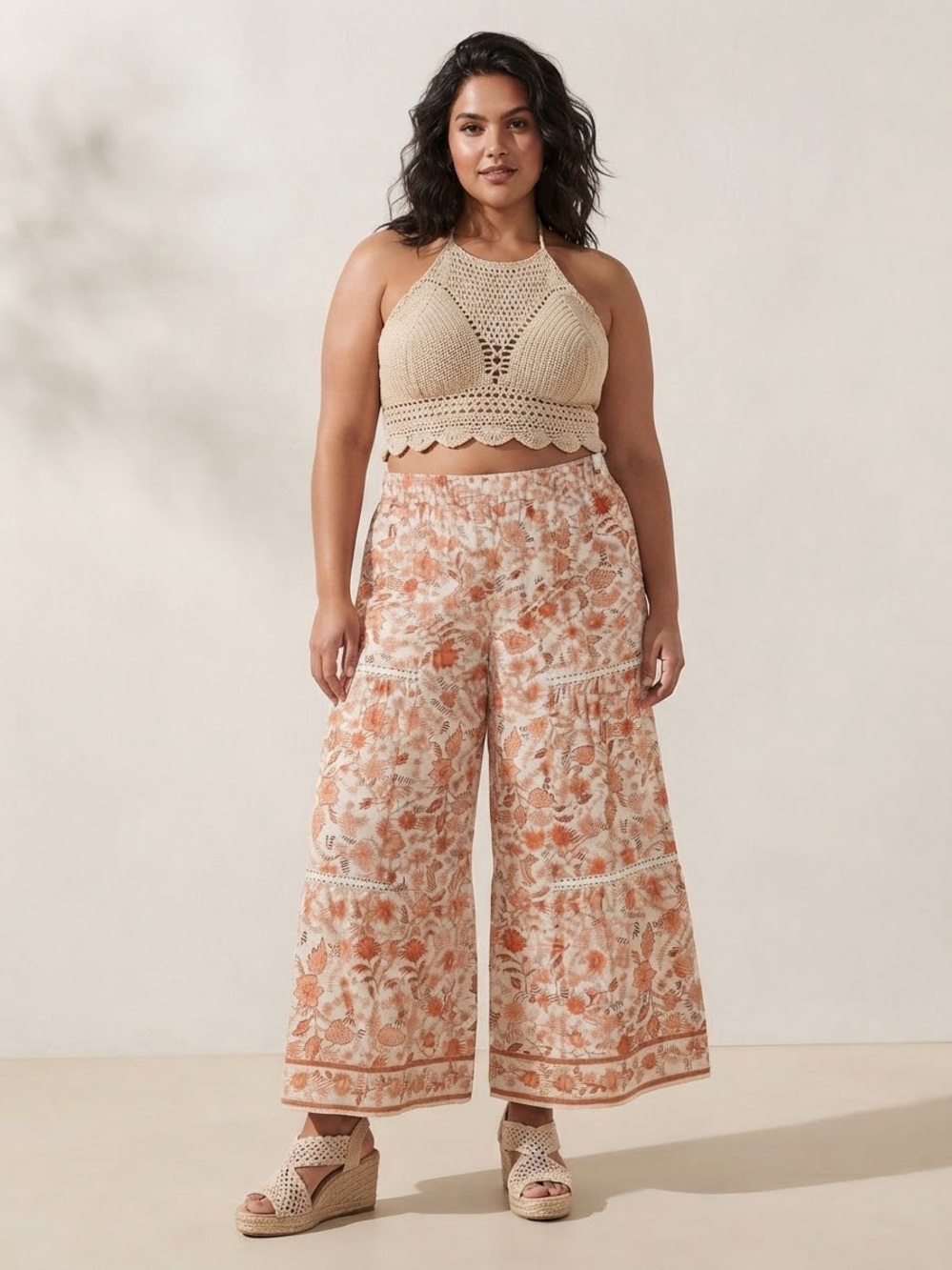 Blue Blossom Boho Wide-Leg Floral Pants